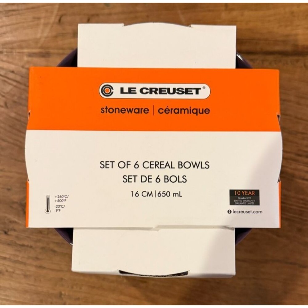 Le Creuset Stoneware Rainbow Multicolor 22oz 16cm Soup Cereal Bowls Set of 6 NEW